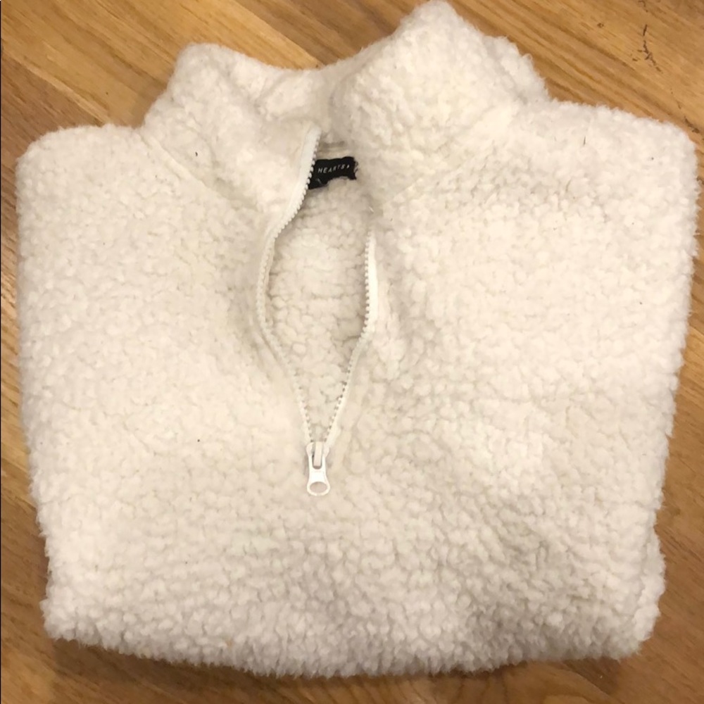 cropped fluffy crew neck